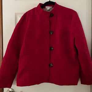 dressbarn Red Textured Button-Front Jacket